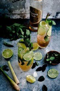 Salad and juice with lemongrass pic